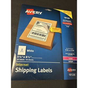 Avery Printable Blank Shipping Labels, 5.5"x8.5", White, 20 Labels